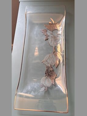 Rockwell Silver Co. Sterling Overlay Roses Dish